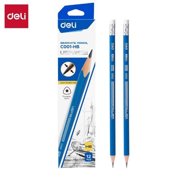 Εικόνα της DELI Τριγωνικό Μολύβι Γραφίτη HB - Πακέτο των 12
