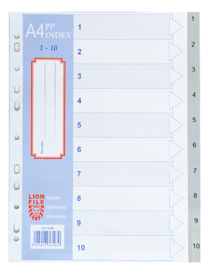 Εικόνα της Lion Διαχωριστικά Α4 1-10 - Πακέτο των 60