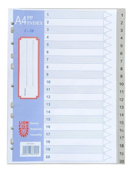 Εικόνα της Lion Διαχωριστικά Α4 1-20 - Πακέτο των 30
